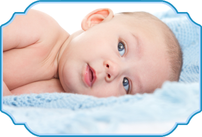 Baby resting on a blue blanket